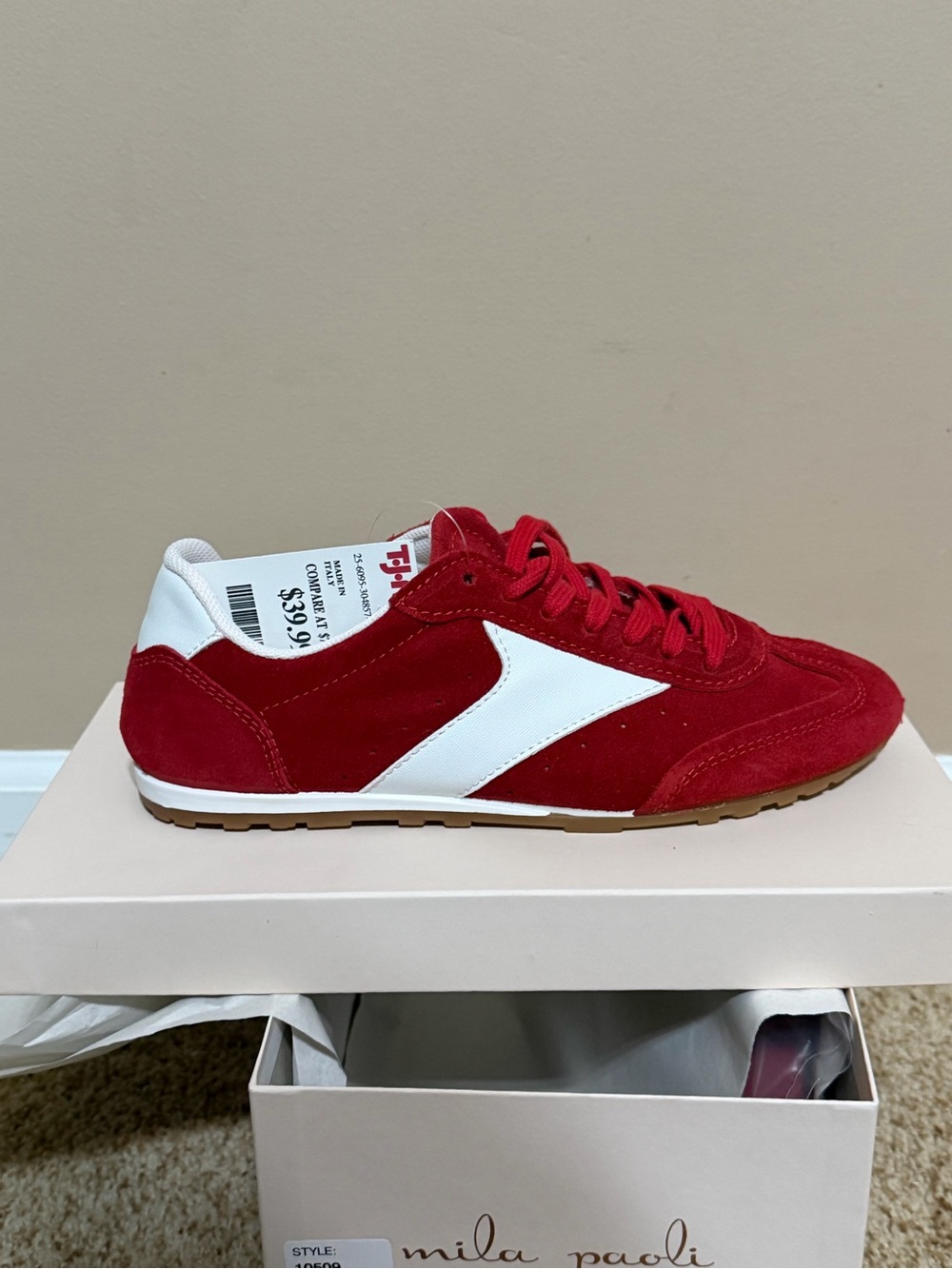 Mila Paoli Red Suede Women’s Shoes - Picture 3 of 7